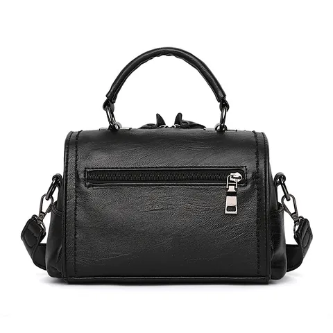 Women Retro Boston Handbag PU Leather Large Capacity Crossbody Shoulder Bag With Detachable Strap Top Handle For Girls
