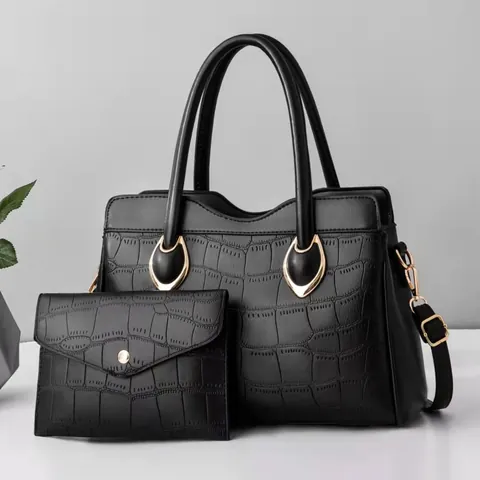 Elegant Crocodile Print PU Leather Tote Bag And Matching Envelope Wallet For Women Large Capacity Shoulder Bag With Gold Hardware
