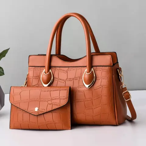 Elegant Crocodile Print PU Leather Tote Bag And Matching Envelope Wallet For Women Large Capacity Shoulder Bag With Gold Hardware