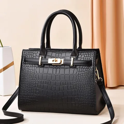 Dames Krokodillenpatroon PU Leer Handtas Goud Hardware Bovenste Handvat Schouder Crossbody Tas Mode Kantoor Reistas