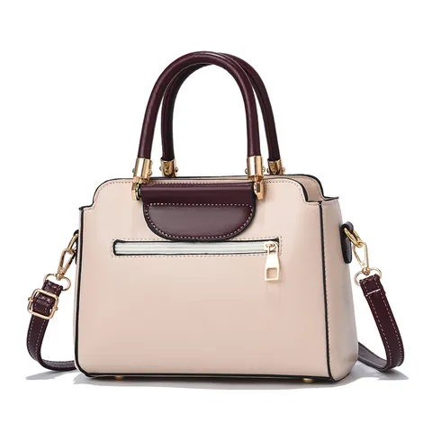 Bolso de Mano de Mujer de Bloques de Color de Cuero de PU Bolso de Hombro de Gran Capacidad Bolso de Asa Superior Moda con Estampado de Letras