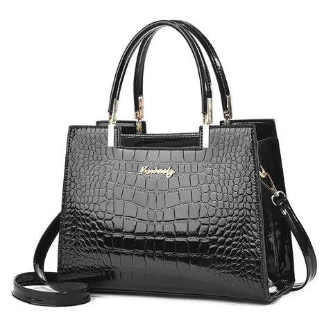 Borsa Da Donna In Pelle PU Verniciata Motivo Coccodrillo Borsa Tote Con Tracolla Rimovibile Elegante Borsa A Mano Da Ufficio
