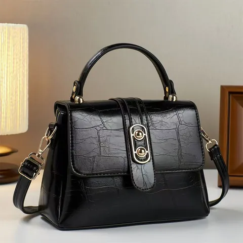 Vintage Krokodilmuster Handtasche Für Damen Luxus PU Leder Kleine Quadratische Umhängetasche Mit Tragegriff Und Verschluss