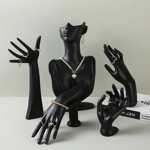 Βάση Έκθεσης Κοσμημάτων Μοντέλο Χεριού από Ρητίνη Μανεκέν Μπούστο Κολιέ Ράφι για Δαχτυλίδια Βραχιόλια Σκουλαρίκια Οργάνωση Βιτρίνας