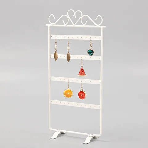 48 Holes Metal Earring Display Stand Heart Shape 4 Layers Jewelry Organizer Stud Earring Holder For Dressing Table Home Decor