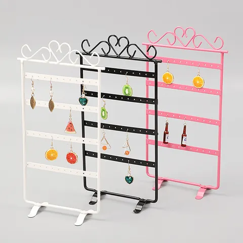 48 Holes Metal Earring Display Stand Heart Shape 4 Layers Jewelry Organizer Stud Earring Holder For Dressing Table Home Decor