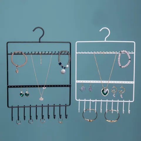 Wall Mounted Iron Jewelry Organizer Rack For Earrings Necklaces Bracelets Metal Hanging Jewelry Display Stand Storage Holder