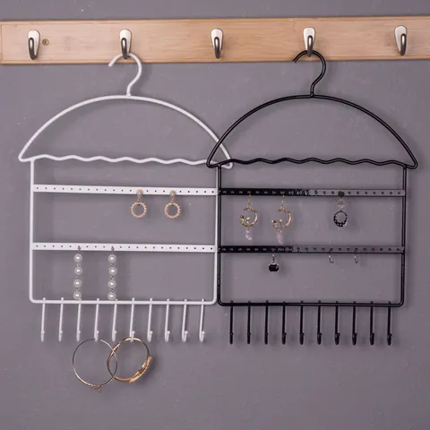 Metalen IJzeren Oorbel Display Standaard Hanger Huis Vorm Sieraden Organisator Muur Opknoping Rek Met Haken
