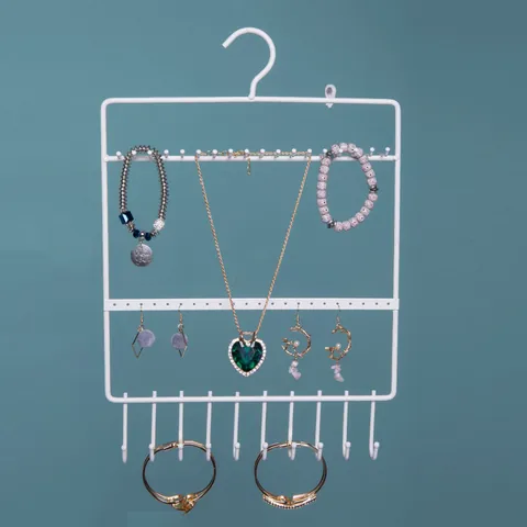 Wall Mounted Iron Jewelry Organizer Rack For Earrings Necklaces Bracelets Metal Hanging Jewelry Display Stand Storage Holder