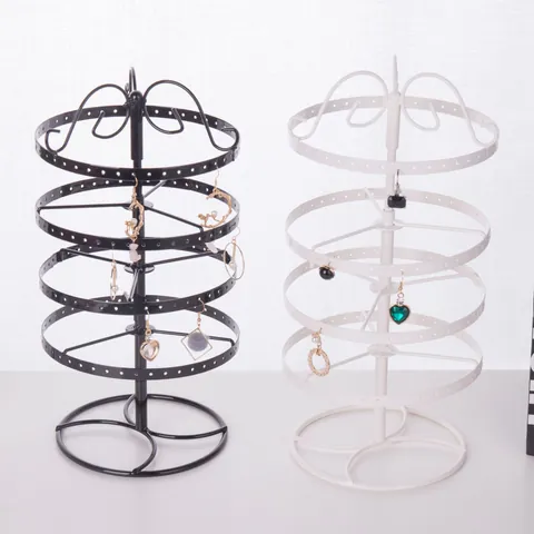 Rotating Metal Earring Display Stand Holder Multi Tier Jewelry Organizer Rack For Studs And Dangle Earrings Home Storage Decor
