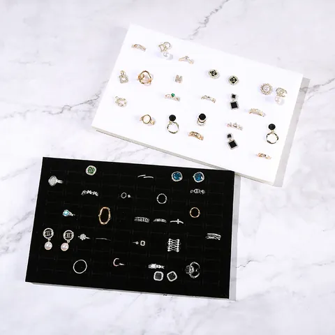 Rectangle Sponge Jewelry Display Pad Multi Slot Jewelry Storage Liner For Rings Earrings Case Insert Tray Organizers
