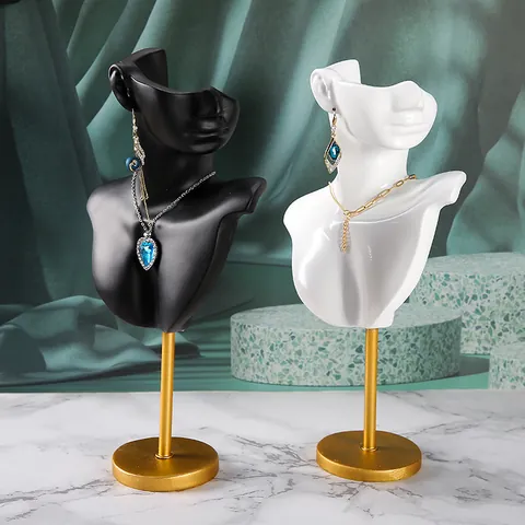 Hars Portret Figuur Sieraden Display Stand Voor Ketting Oorbellen Moderne Mannequin Buste Houder Fotografie Rekwisieten