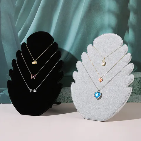 Espositore per Collane in Velluto a Foglia di Banano 11 Slot Tabellone Pieghevole per Gioielli Pendenti per Bancone Stoccaggio Domestico Accessori Fotografici