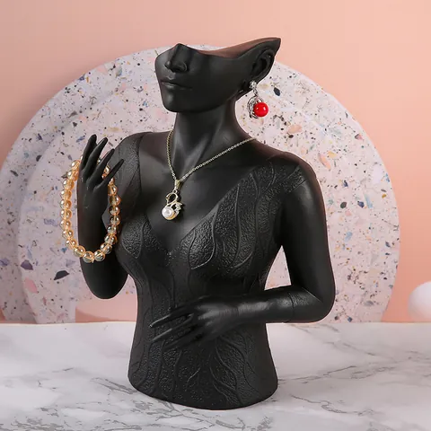 Resin Portrait Jewelry Display Stand Embossed Female Bust Model For Necklace Earring Ring Bracelet Holder Modern Home Decorative Sculpture