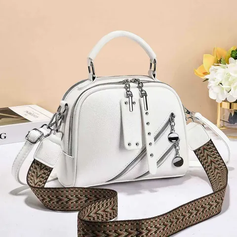 Women PU Leather Handbag Large Capacity Crossbody Bag With Wide Woven Strap Litchi Grain Top Handle Shoulder Bag Satchel