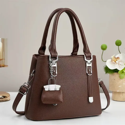 Dames Lychee Korrel PU Leer Tote Tas Grote Capaciteit Handtas Met Mini Tas Hanger Crossbody Tas Zakelijk Woon-werkverkeer Kantoor Eenvoudig Elegant Mode Handtas