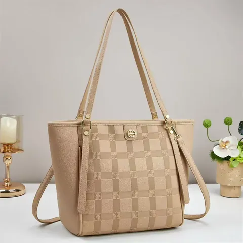 Borsa Tote da Donna in Pelle PU di Grande Capacità con Motivo a Scacchi Borsa a Tracolla Minimalista Urbana Borsa a Sottobraccio per Pendolari