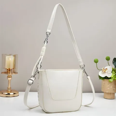 Borsa a Secchiello Vintage in Pelle PU Per Donna Moda Borsa a Tracolla Tinta Unita Handbag Pendolare Con Decorazione Nodo Catena