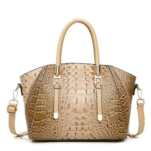Alligator Pattern PU Leather Handbag For Women Large Capacity Shoulder Crossbody Bag Trendy Gold Hardware Elegant