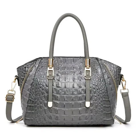 Alligator Pattern PU Leather Handbag For Women Large Capacity Shoulder Crossbody Bag Trendy Gold Hardware Elegant