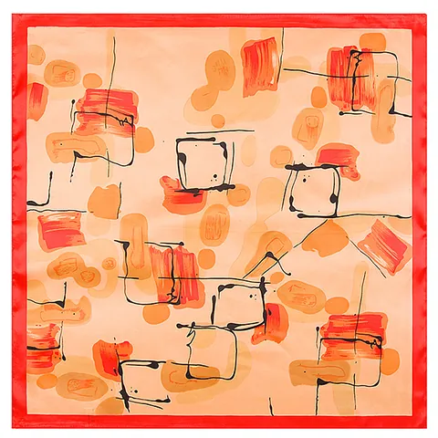 Women Abstract Art Print Satin Square Scarf Elegant Silk Like Hair Band Decorative Fashion Handkerchief Accessories