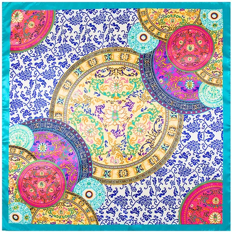 Women's Elegant Satin Square Scarf Vintage Floral Printed Artistic Head Scarf Smooth Silk Feel Fashion Accessories Neck Wrap