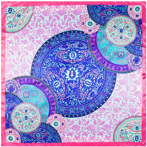 Women's Elegant Satin Square Scarf Vintage Floral Printed Artistic Head Scarf Smooth Silk Feel Fashion Accessories Neck Wrap