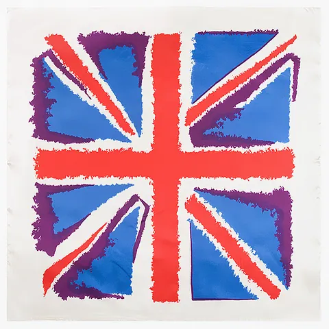 Künstlerisches Satin Quadratisches Tuch Mit Britischer Flagge Union Jack Print Für Damen Mehrfarbige Mode Dekorative Halstuch