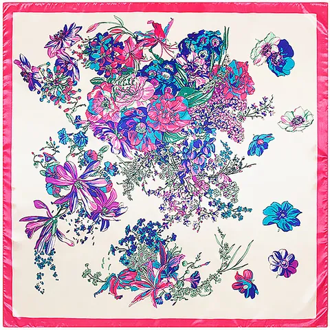 Elegant Satin Square Scarf Artistic Floral Butterfly Pattern Silk-Feel Large Wrap For Women Stylish Fashion Neck Accessory