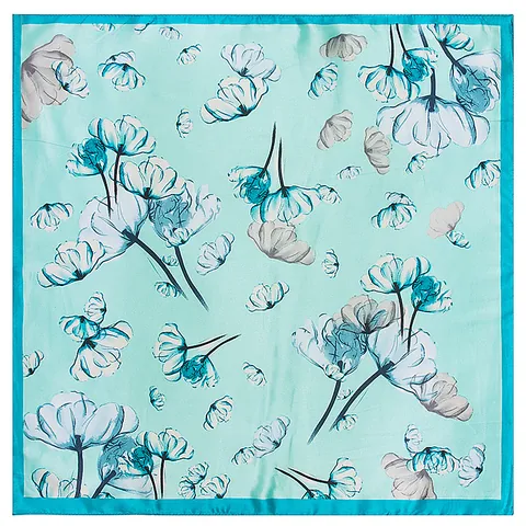 Women Satin Square Scarf Abstract Floral Print Silk Feel Elegant Bandana Neck Kerchief Fashion Head Wrap Accessories