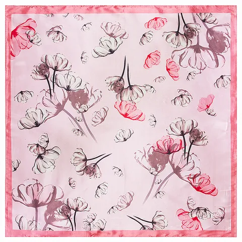 Women Satin Square Scarf Abstract Floral Print Silk Feel Elegant Bandana Neck Kerchief Fashion Head Wrap Accessories
