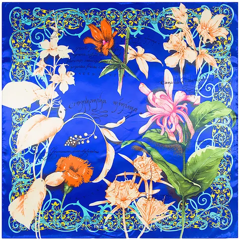 Pañuelo Cuadrado de Satén para Mujer Estampado Floral de Tulipán Elegante Abrigo Grande para Cabello Cuello Bolsos Accesorio Retro