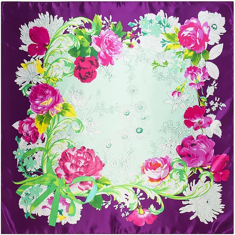 Elegant Satin Square Scarf For Women Vintage Floral Print Large Silk Like Neck Scarf Fashion Headscarf Decorative Shawl Wrap