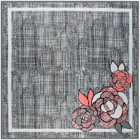 Elegante Satijnen Vierkante Sjaal Camelia Bloemenprint Grote Sjaal Wikkel Voor Dames Vintage Westerse Stijl Decoratieve Sjaal