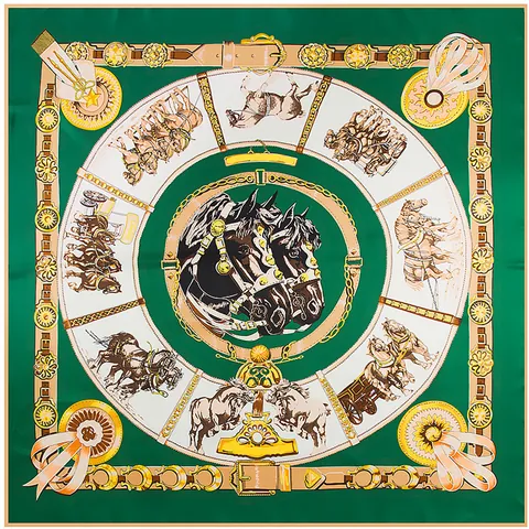 Women Luxurious Satin Square Scarf Vintage Equestrian Horse Carriage Printed Large Shawl Scarf For Lady Party Travel Decorative