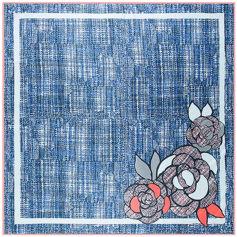 Elegante Satijnen Vierkante Sjaal Camelia Bloemenprint Grote Sjaal Wikkel Voor Dames Vintage Westerse Stijl Decoratieve Sjaal