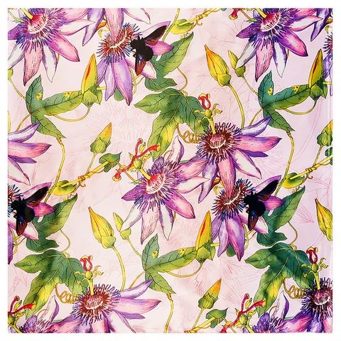 Women's Floral Bee Print Satin Square Scarf Elegant Neck Head Scarf Lightweight Decorative Silky Satin Shawl For Lady