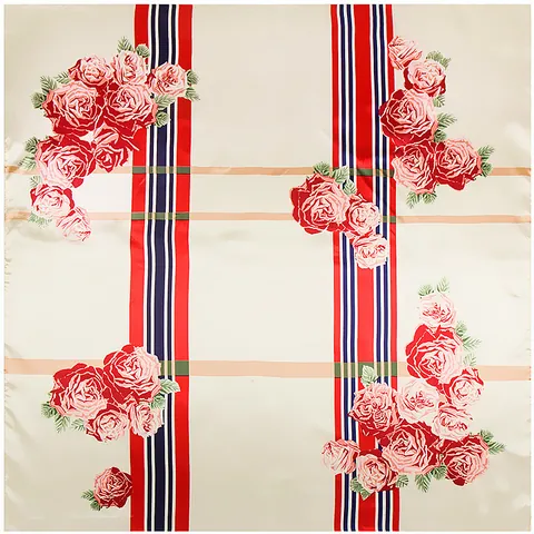 Elegante Foulard Quadrato Grande in Satin da Donna Stampa Floreale con Rose Effetto Seta Sciarpa da Collo Moda Scialle Leggero