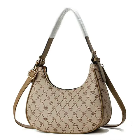 Women's Vintage Monogram Floral Underarm Bag Large Capacity PU Leather Hobo Shoulder Bag With Adjustable Strap Daily Handbag