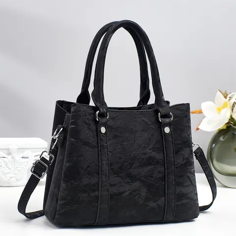 Vintage PU Leren Tote Tas Voor Dames Grote Capaciteit Rimpeltextuur Schoudertas Crossbody Casual Dagelijkse Handtas