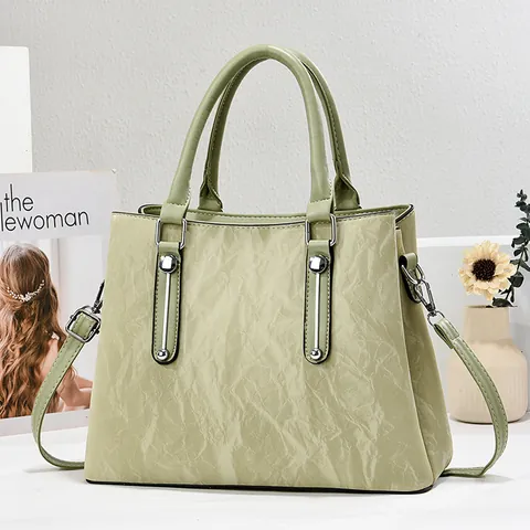 Women Retro PU Leather Pleated Top Handle Bag Large Capacity Shoulder Crossbody Bag Metal Trim Classic Elegant Office Commute Handbag
