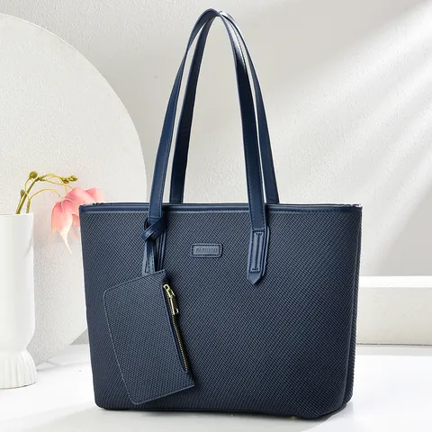 Borsa Tote Intrecciata da Donna di Grande Capacità in Pelle PU Minimalista Urbana Borsa a Tracolla con Piccola Custodia Coordinata