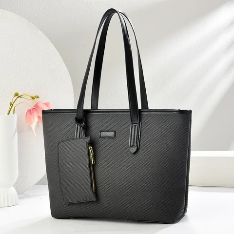 Borsa Tote Intrecciata da Donna di Grande Capacità in Pelle PU Minimalista Urbana Borsa a Tracolla con Piccola Custodia Coordinata