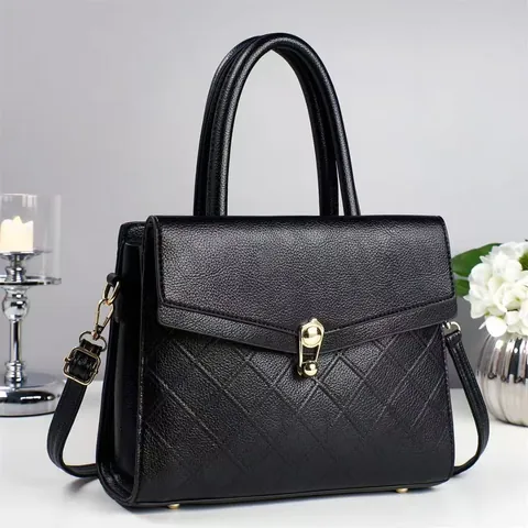 Elegant Women PU Leather Quilted Handbag Lychee Grain Shoulder Messenger Bag With Gold Lock 2025 Fashion Mom Travel Bag
