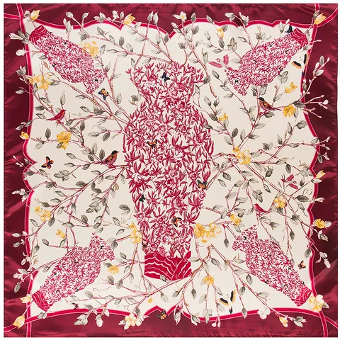 Elegante Bufanda Cuadrada de Satén para Mujer Estampado Floral Pájaro Jarrón Sensación de Seda Pañuelo Bandana Grande Accesorio