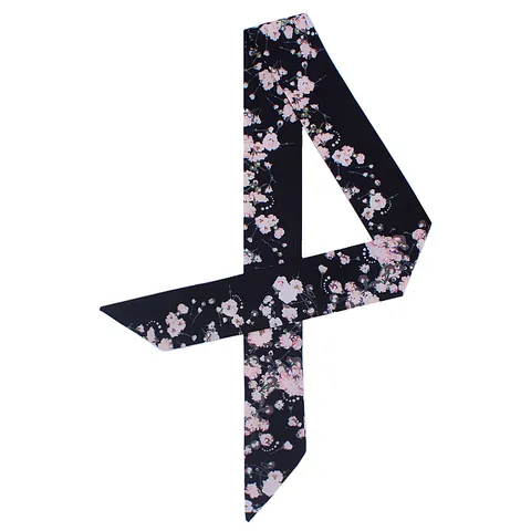 Women Narrow Long Satin Scarf Twilly Floral Print Bag Ribbon Hair Band Neck Tie Accessory For Handbag Decoration Scarf