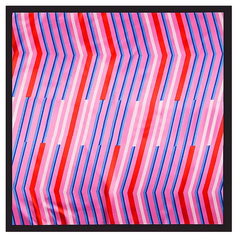 Women Elegant Geometric Stripe Satin Square Scarf Office Lady Neck Scarf Fashionable Headscarf Accessories Satin Handkerchief