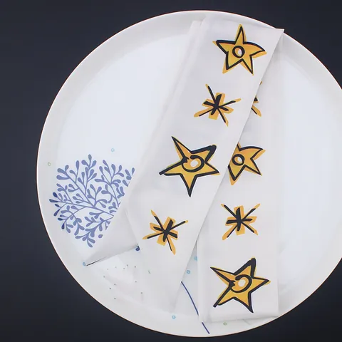 Bufanda Twilly de Cinta Estrecha de Satén con Estrella Pintada a Mano Para Asa de Bolso Pelo Moda Mujer PARIS Estampado