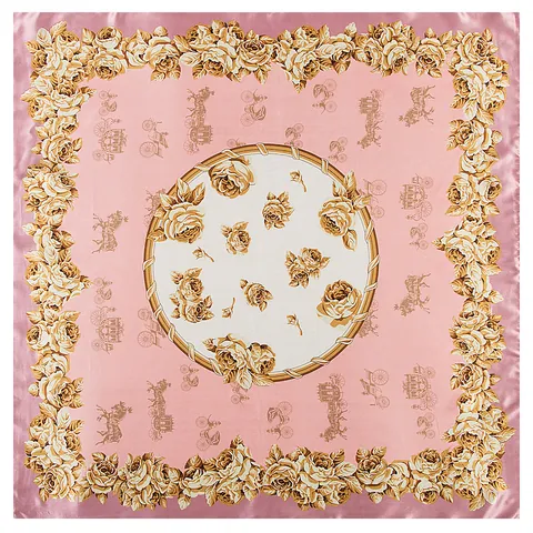 European Vintage Horse Carriage Rose Print Square Satin Scarf For Women Large Elegant Neck Head Wrap Hair Accessory