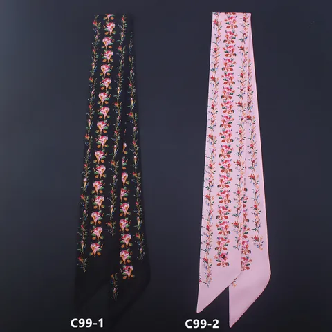 Γυναικείο Σατέν Μαντήλι Twilly με Floral Print Κομψή Στενή Κορδέλα Τσάντας Μόδα Διακοσμητική Κορδέλα Μαλλιών Μαντήλι Λαιμού